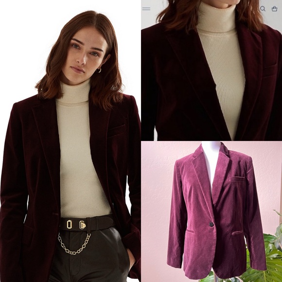 Ralph Lauren Burgundy Velvet Blazer US12 $265 - Picture 1 of 15